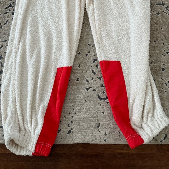 Free People Movement Cuddle Up Fleece Tie Waist Jogger Pants in Ivory & Orange - Picture 3 of 8